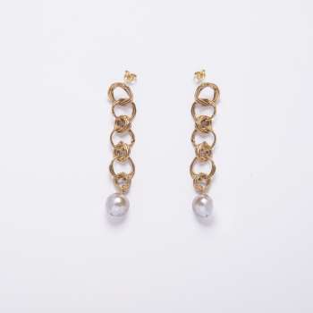 Orecchini in Bronzo catenella con perla