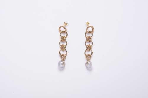Orecchini in Bronzo catenella con perla